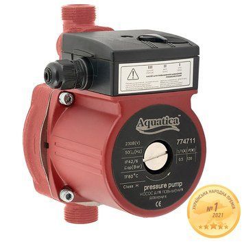Насос для підвищення тиску 120Вт Hmax 9м Qmax 30л/хв &Oslash;&frac34;" 160мм + гайки &Oslash;&frac12;" AQUATICA (774711) фото