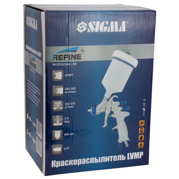 Краскораспылитель LVMP &Oslash;1.7мм 142-255л/мин 2.5бар в/б 600мл (пласт) REFINE (6814261) фото