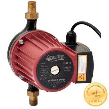 Насос для підвищення тиску 270Вт Hmax 12м Qmax 47л/хв &Oslash;&frac34;" 195мм + гайки &Oslash;&frac12;" AQUATICA (774714) фото