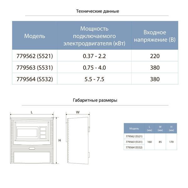 Пульт управління 220В 0.37-2.2кВт+датчик рівня AQUATICA S521 (779562) фото