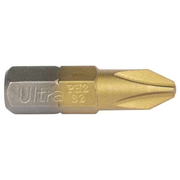 Біти PH2&times;25мм &frac14;" 10шт S2 TIN (блістер) ULTRA (4014152) фото