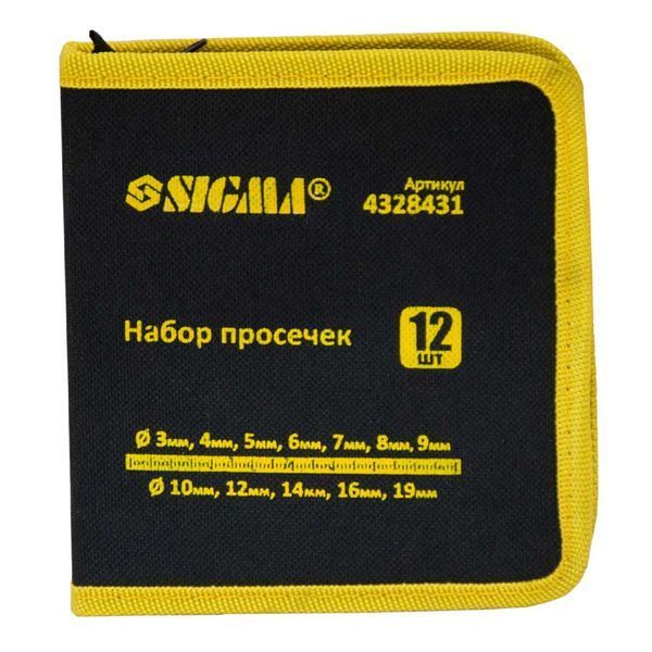 Набор просечек 12ед 3-10, 12, 14, 16, 19мм (чехол) SIGMA (4328431) фото