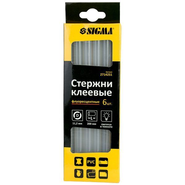 Стержни клеевые &Oslash;11.2&times;200мм 6шт (флуоресцентные) SIGMA (2714251) фото