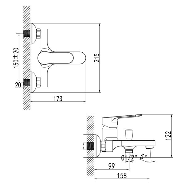 Смеситель MARMORE &Oslash;35 для ванны литой CORSO DB-1C138C (9623200) фото