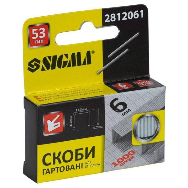 Скоби 6&times;11.3мм гартовані 1000шт SIGMA (2812061) фото