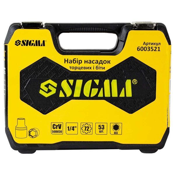 Набір насадок торцевих і біти 1/4" 53шт CrV SIGMA (6003521) фото