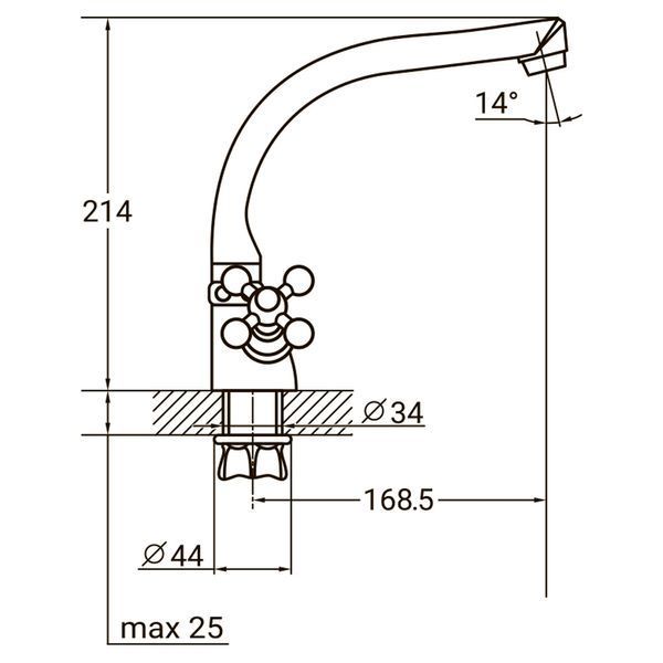 Смеситель PL 1/2" для кухни Г-гусак на гайке AQUATICA PL-4B255C (9777120) фото