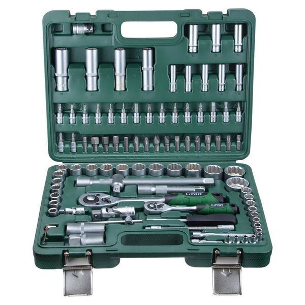 Набор насадок торцевых и биты 1/4", 1/2" 94шт (12 граней) GRAD (6004565) фото