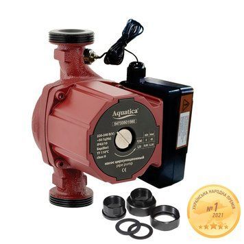 Насос циркуляційний з термодатчиком 100Вт Hmax 6м Qmax 75л/хв &Oslash;1&frac12;" 180мм+гайки &Oslash;1" AQUATICA (774032) фото