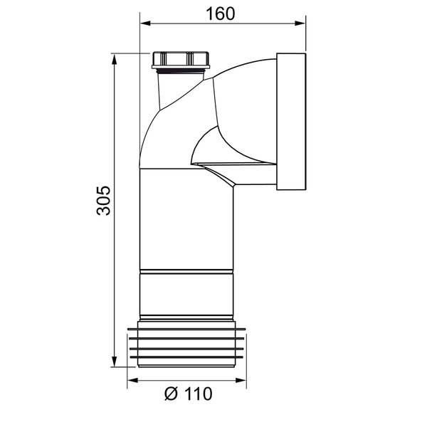 Коліно для унітазу з відведенням Ø110мм/90° Push-Fit WIRQUIN (9555400)