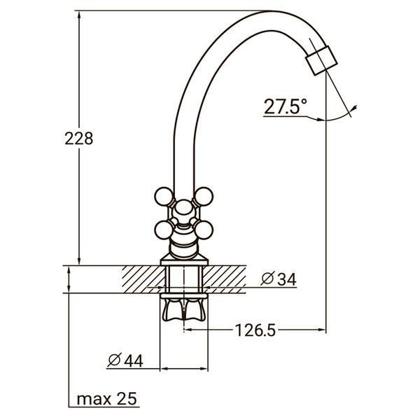 Смеситель QM 1/2" для кухни эконом на гайке AQUATICA QM-1B159C (9783100) фото