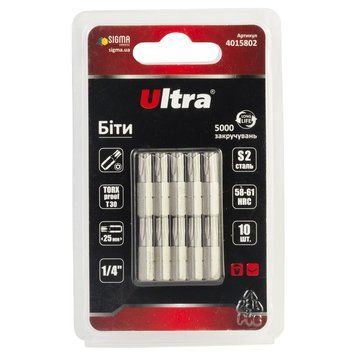 Біти TORX-proof 30&times;25мм &frac14;" 10шт S2 (блістер) ULTRA (4015802) фото