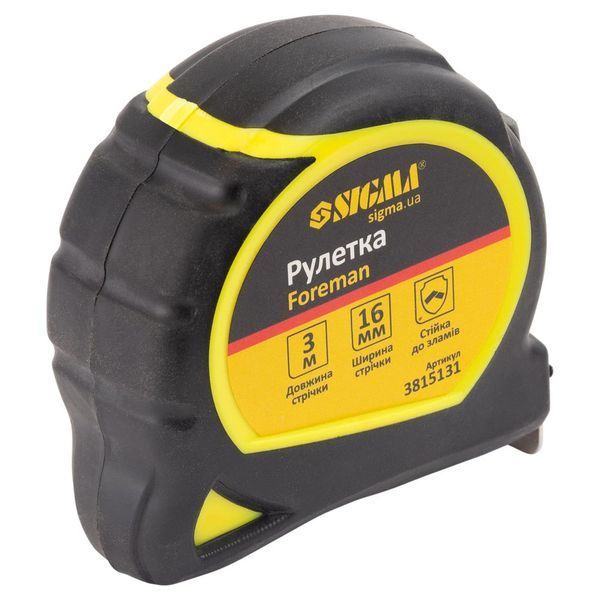 Рулетка Foreman 3м&times;16мм без ремешка SIGMA (3815131) фото