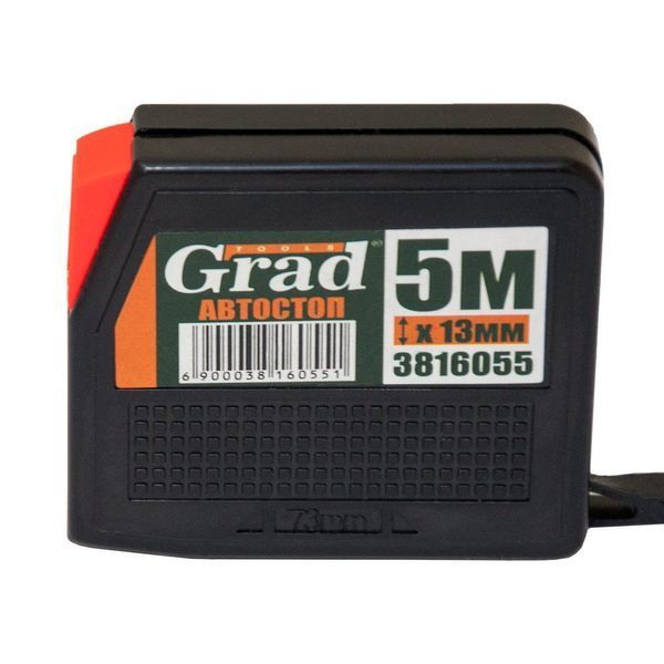 Рулетка з автостопом 5м&times;13мм (чорна) GRAD (3816055) фото