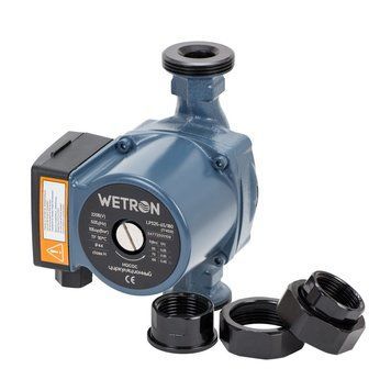 Насос циркуляційний 100Вт Hmax 6м Qmax 75л/хв &Oslash;1 1/2" 180мм+гайки &Oslash;1" WETRON (774532) фото