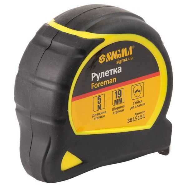 Рулетка Foreman 5м&times;19мм без ремешка SIGMA (3815151) фото