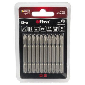 Біти PH2-PH2&times;65мм &frac14;" 10шт S2 (блістер) ULTRA (4016532) фото