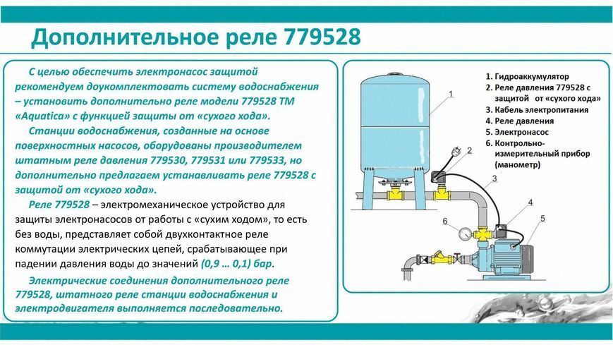 Реле сухого хода вспомогательное 0.9-0.1 бар (гайка) AQUATICA (779528) фото