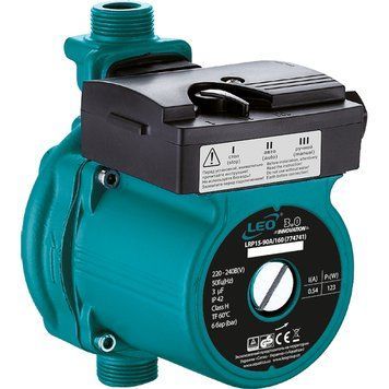 Насос для підвищення тиску 123Вт Hmax 9м Qmax 25л/хв &Oslash;&frac34;" 160мм+гайки &Oslash;&frac12;" LEO 3.0 LRP15-90A/160 (774741) фото