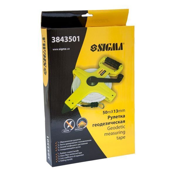 Рулетка 50м&times;13мм геодезическая (стекловолокно) SIGMA (3843501) фото