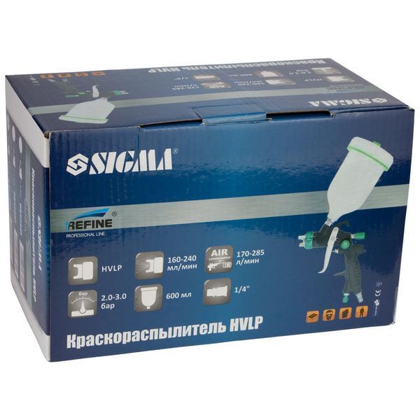 Краскораспылитель HVLP &Oslash;1.8мм 170-285л/мин 2-3бар в/б 600мл (пласт) REFINE (6812381) фото