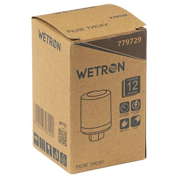 Реле тиску 1.5кВт 1.4-2.2 бар циліндр (гайка) WETRON (779729) фото