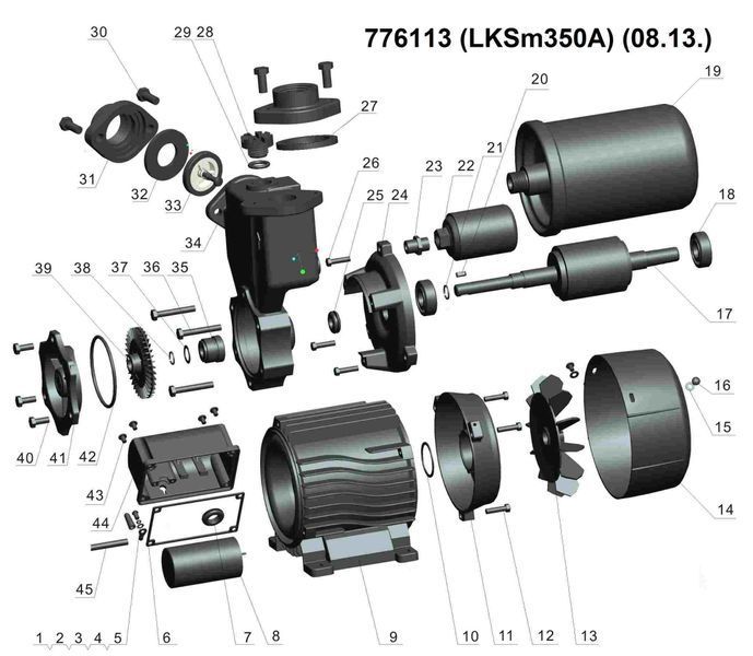 Станція 0.35кВт Hmax 35м Qmax 40л/хв (вихровий насос) 1л LEO LKSm350A (776113) фото