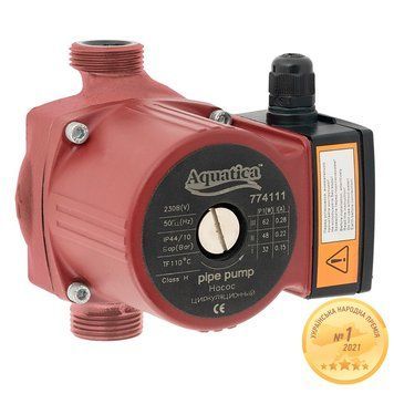 Насос циркуляційний 245Вт Hmax 8м Qmax 200л/хв &Oslash;2" 180мм + гайки &Oslash;1&frac14;" AQUATICA (774142) фото